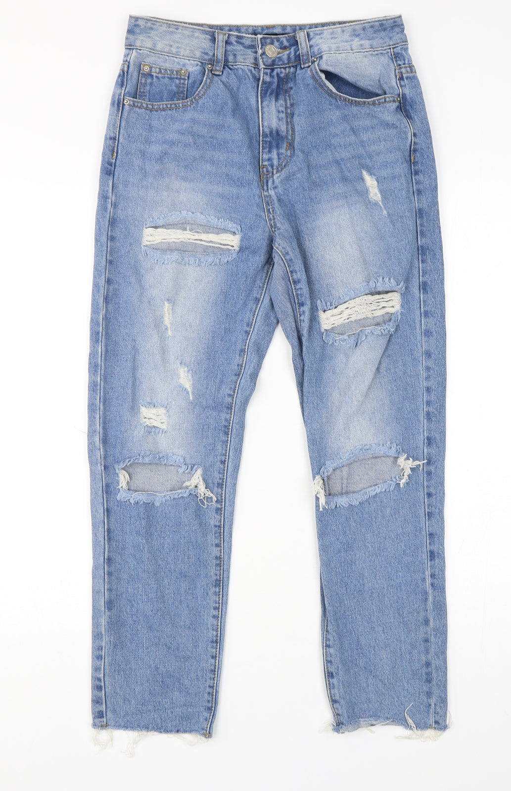 Womens UK Size 8 Momokrom Regular Fit Mom Blue Jeans