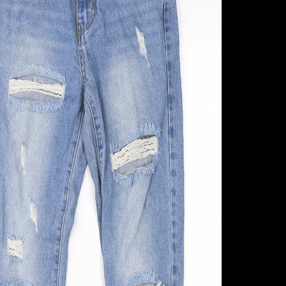 Womens UK Size 8 Momokrom Regular Fit Mom Blue Jeans