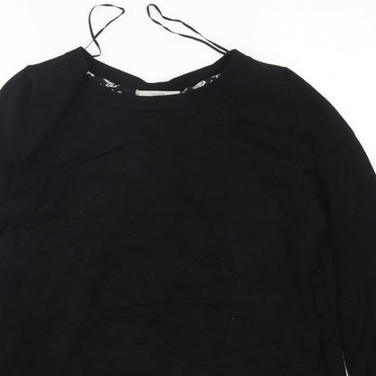 George Womens Black Round Neck Floral Viscose Pullover Jumper Size 8