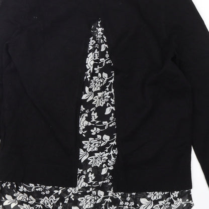 George Womens Black Round Neck Floral Viscose Pullover Jumper Size 8