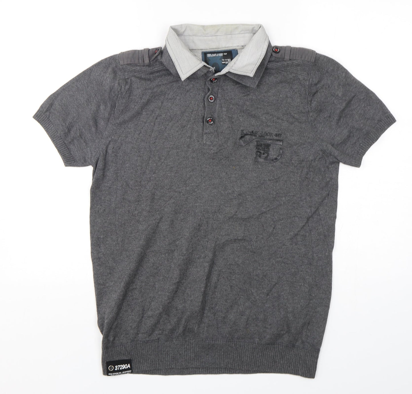 NEXT Mens Grey Collared  Cotton Pullover Jumper Size M