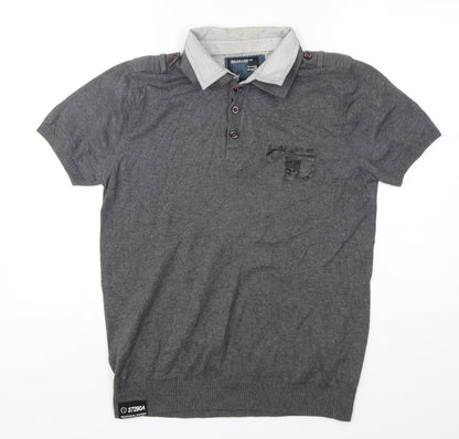 NEXT Mens Grey Collared  Cotton Pullover Jumper Size M