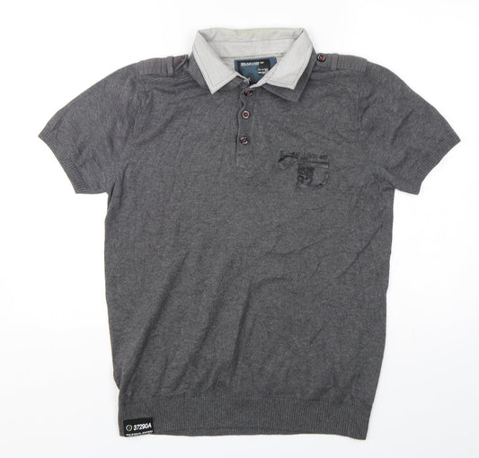 NEXT Mens Grey Collared  Cotton Pullover Jumper Size M