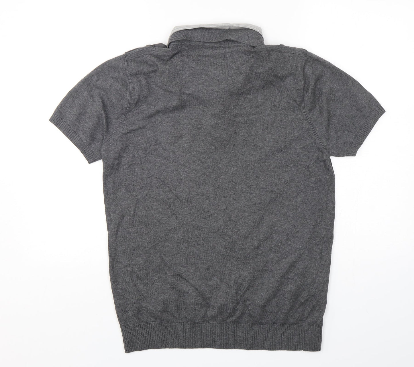 NEXT Mens Grey Collared  Cotton Pullover Jumper Size M