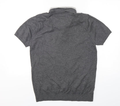 NEXT Mens Grey Collared  Cotton Pullover Jumper Size M