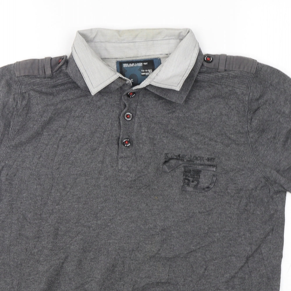 NEXT Mens Grey Collared  Cotton Pullover Jumper Size M