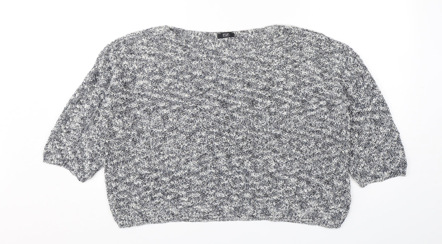 F&F Womens Blue Round Neck  Cotton Pullover Jumper Size 14