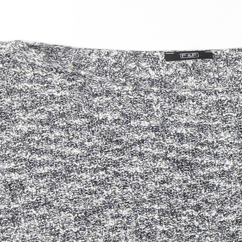 F&F Womens Blue Round Neck  Cotton Pullover Jumper Size 14