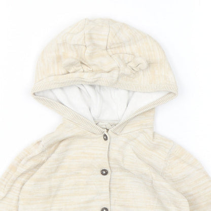 Lulipu Boys Beige  Cotton Cardigan Jumper Size 12-18 Months  Button