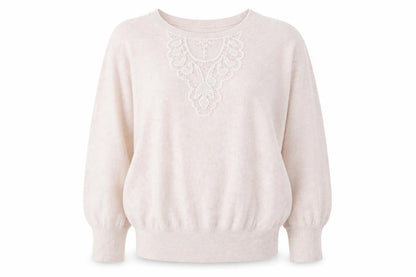 Front view of Dorothy Perkins women’s pink round neck cotton jumper, size UK 14