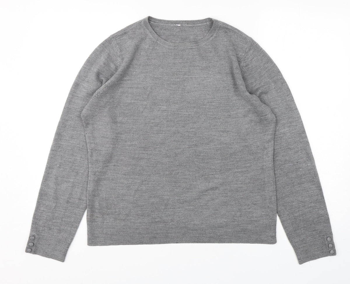 Additional front view of BHS women’s grey acrylic pullover sweatshirt, size UK 14, pullover