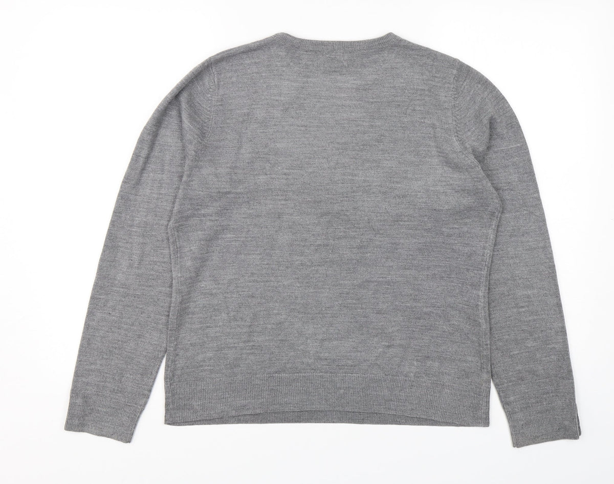 Back view of BHS women’s grey acrylic pullover sweatshirt, size UK 14, pullover