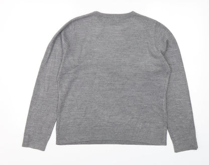 Back view of BHS women’s grey acrylic pullover sweatshirt, size UK 14, pullover