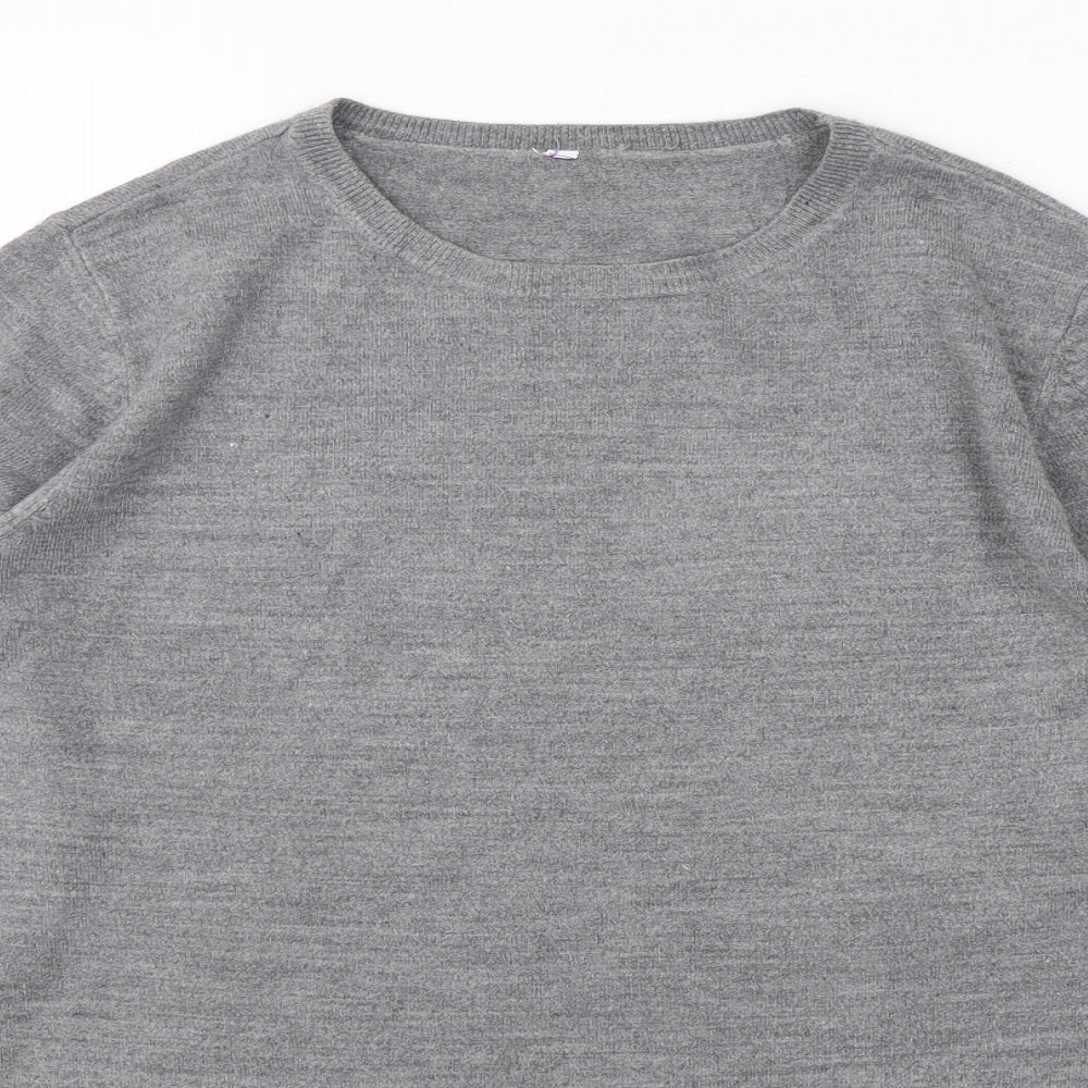 Close-up detail of BHS women’s grey acrylic pullover sweatshirt, size UK 14, pullover
