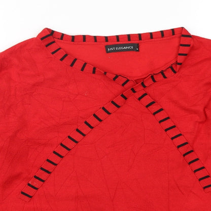 Just Elegance Womens Red Round Neck  Viscose Pullover Jumper Size M