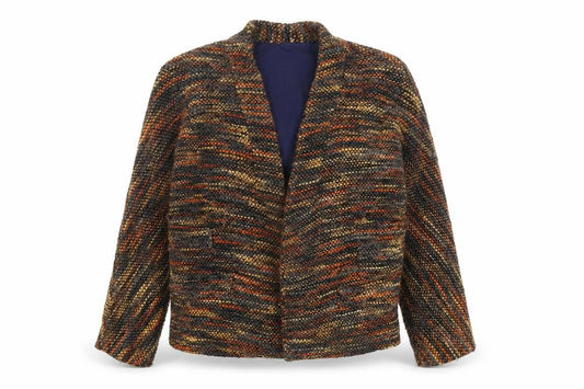 Front view of Zara women’s multicoloured striped polyester jacket blazer, size S