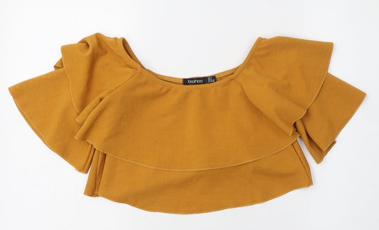 Boohoo Womens Orange  Polyester Cropped Blouse Size 6 Round Neck