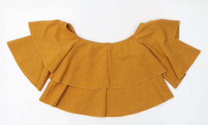 Boohoo Womens Orange  Polyester Cropped Blouse Size 6 Round Neck