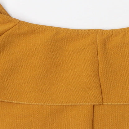 Boohoo Womens Orange  Polyester Cropped Blouse Size 6 Round Neck