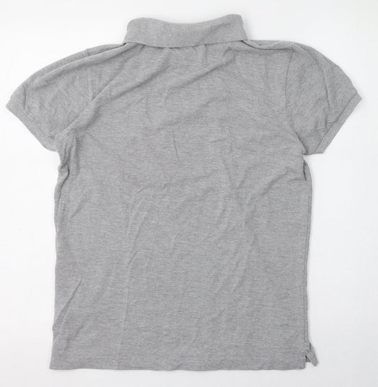 Bellfield Mens Grey  Cotton  Polo Size S Collared Button