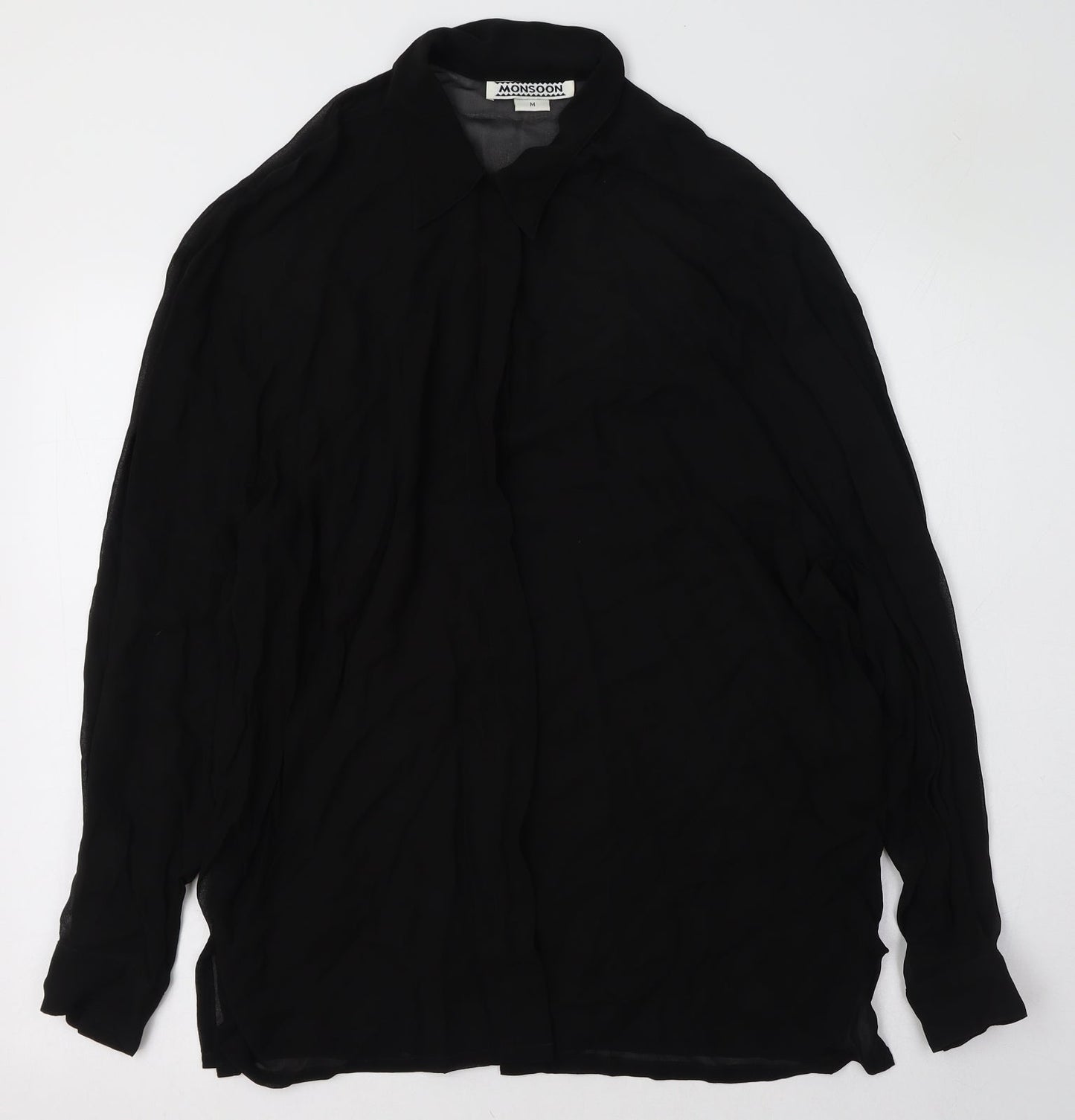 Womens UK Size 12 Monsoon Black Basic Button-Up