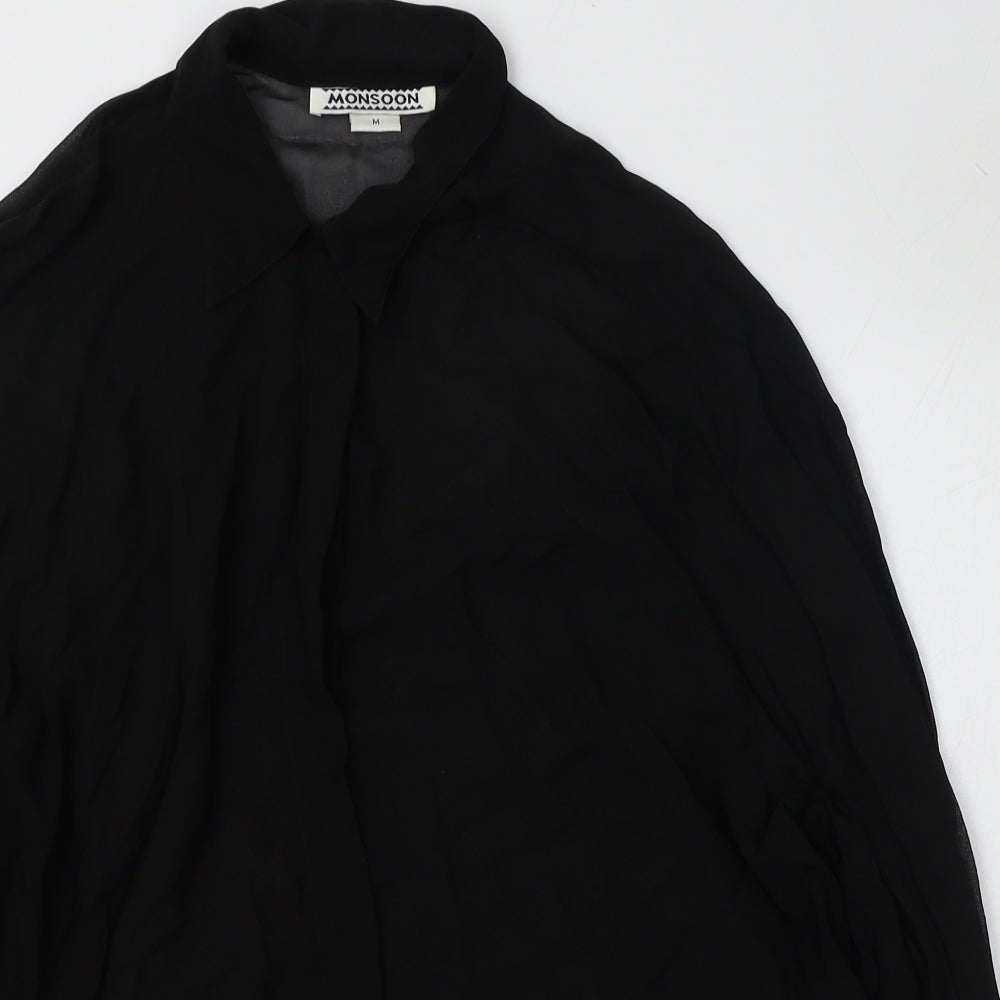 Womens UK Size 12 Monsoon Black Basic Button-Up