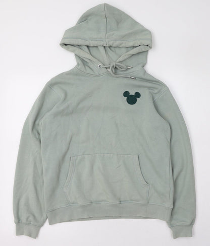 H&M Womens Green  Cotton Pullover Hoodie Size 4  Pullover
