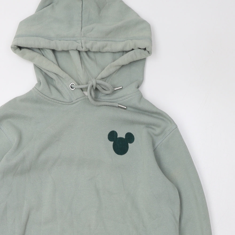 H&M Womens Green  Cotton Pullover Hoodie Size 4  Pullover