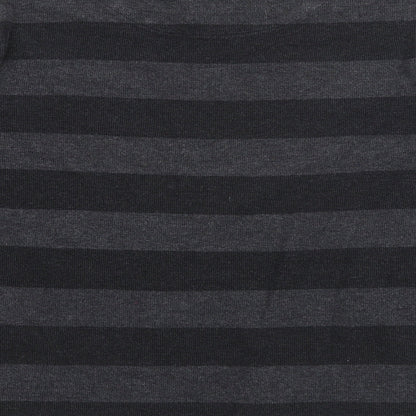 ind Womens Grey Round Neck Striped Cotton Pullover Jumper Size 14