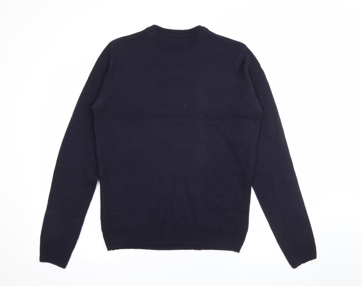 New Look Mens Blue Crew Neck  Acrylic Pullover Jumper Size S