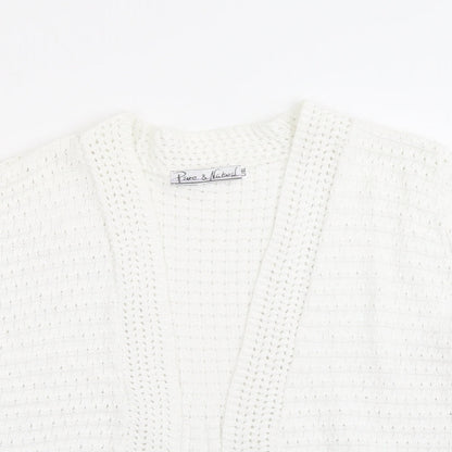 Pure & Natural  Womens White V-Neck  Cotton Cardigan Jumper Size L