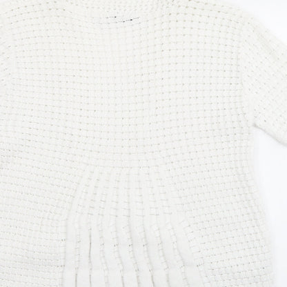 Pure & Natural  Womens White V-Neck  Cotton Cardigan Jumper Size L