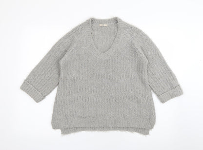 TU Womens Green V-Neck  Polyester Pullover Jumper Size 12