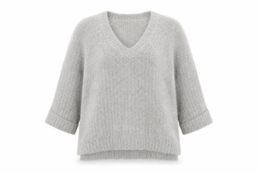 Front view of Tu women’s green v-neck polyester jumper, size UK 12