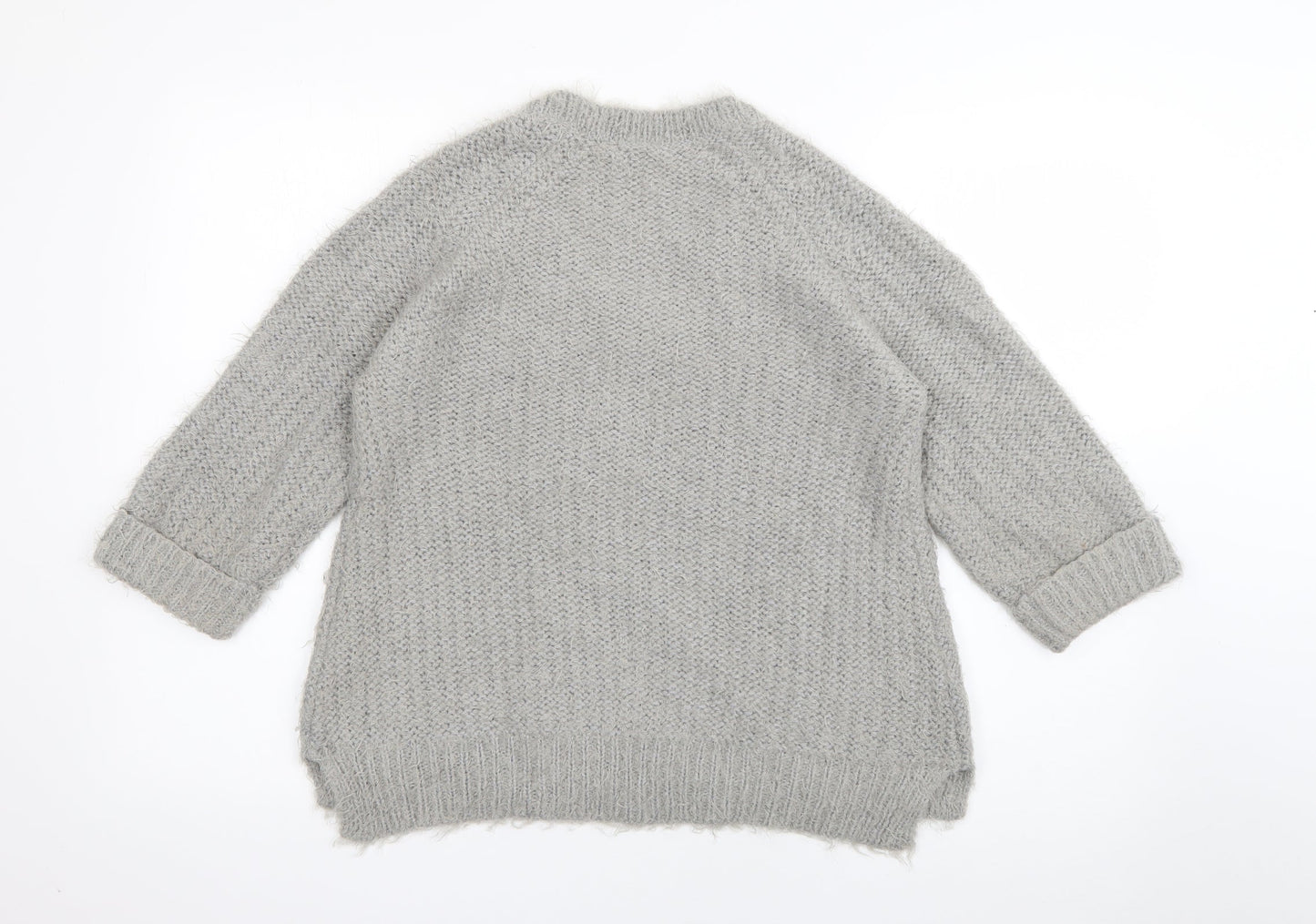 TU Womens Green V-Neck  Polyester Pullover Jumper Size 12