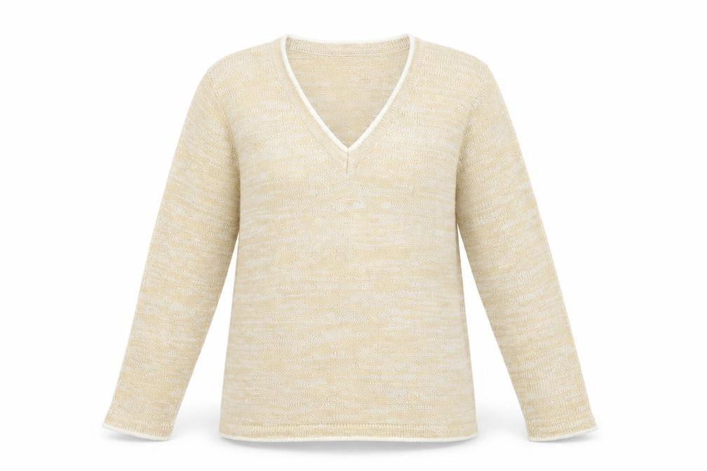 Bonmarché Womens Yellow V-Neck Acrylic Pullover Jumper Size S