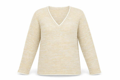 Bonmarché Womens Yellow V-Neck Acrylic Pullover Jumper Size S