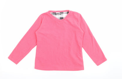 Primark Girls Pink V-Neck  Polyester Pullover Jumper Size 9-10 Years