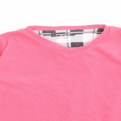Primark Girls Pink V-Neck  Polyester Pullover Jumper Size 9-10 Years