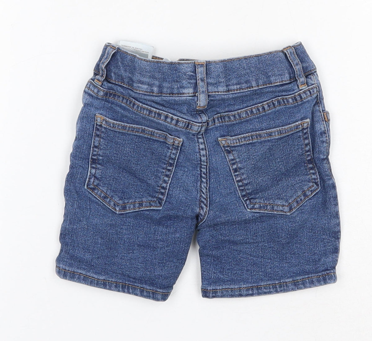 Back view of H&M Blue Cotton Cropped Jeans, size 18-24, Months Button