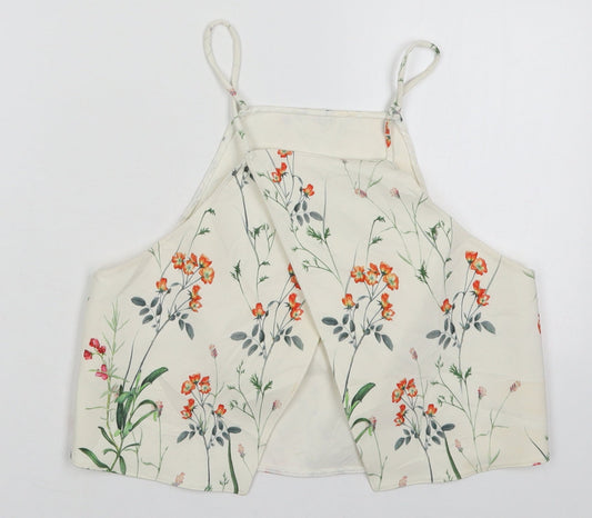 Womens UK Size XS Zara Ivory Cropped Tank