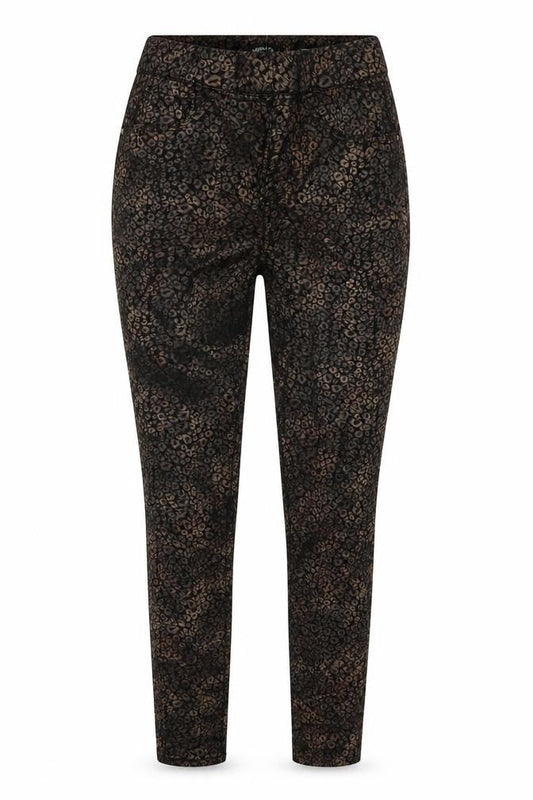 Front view of Tu women’s brown animal print viscose jegging jeans, size UK 8, 27-inch leg regular