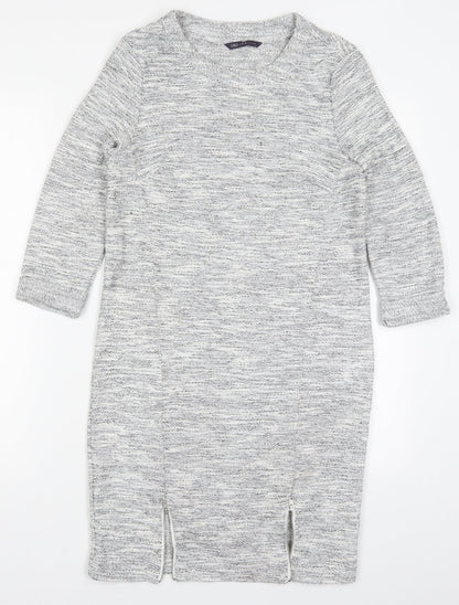 Marks and Spencer Womens Grey  Polyester Pencil Dress  Size 8  Round Neck Pullover
