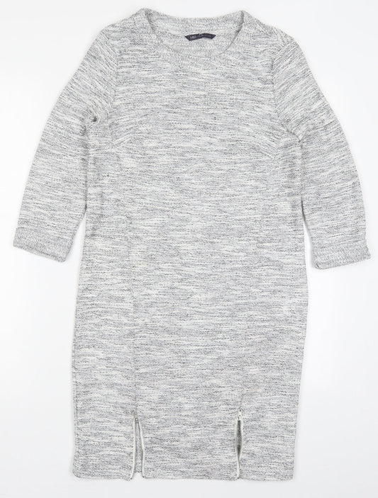 Marks and Spencer Womens Grey  Polyester Pencil Dress  Size 8  Round Neck Pullover