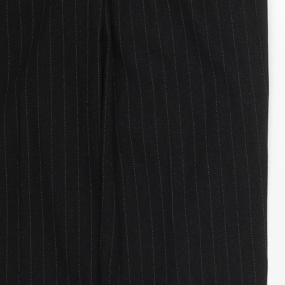 b.young Womens Black Striped Polyester Trousers  Size 14 L32 in Regular Hook & Eye
