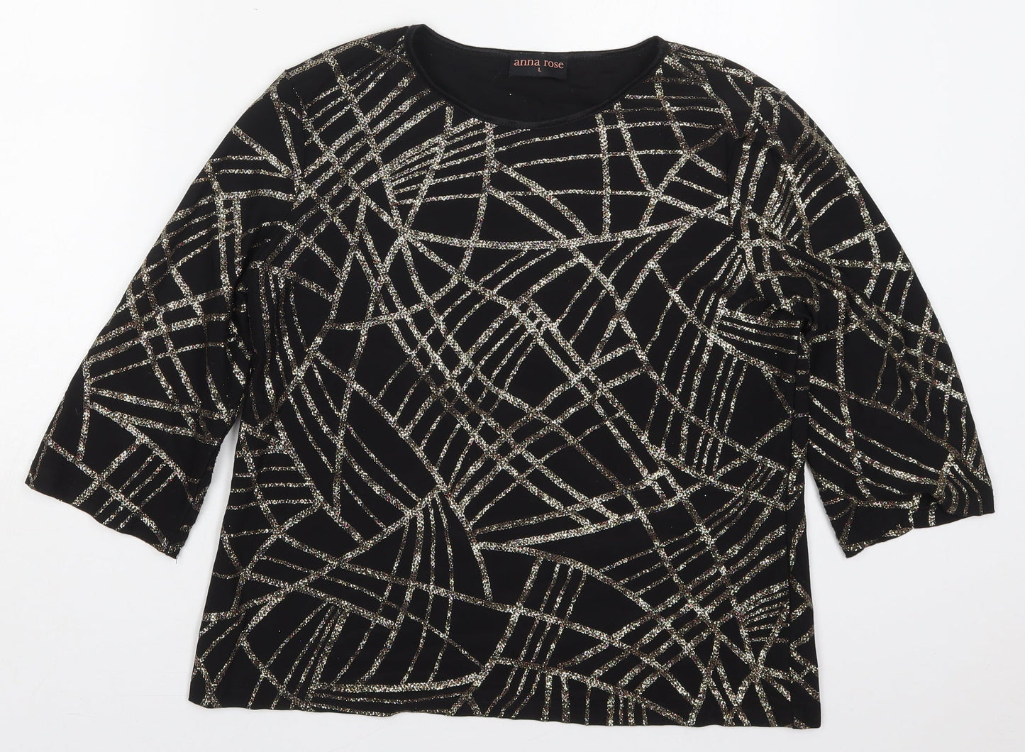 Womens UK Size L Anna Rose Black Basic T-Shirt