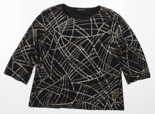 Womens UK Size L Anna Rose Black Basic T-Shirt