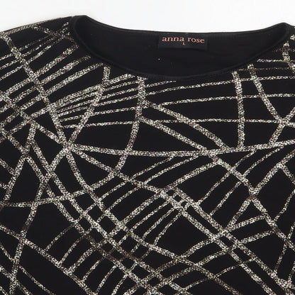 Womens UK Size L Anna Rose Black Basic T-Shirt