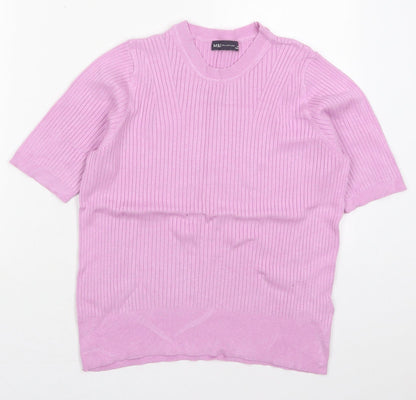 Marks and Spencer Womens Pink Crew Neck  Viscose Pullover Jumper Size 14