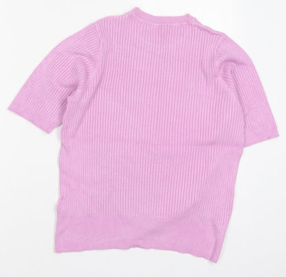 Marks and Spencer Womens Pink Crew Neck  Viscose Pullover Jumper Size 14